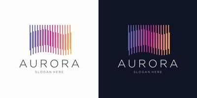 Aurora logo icon design template flat and gradient color branding. vector