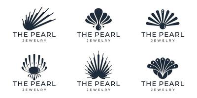 abstract collection of luxury seashells logo. geometry shape concept isolated on white background vector