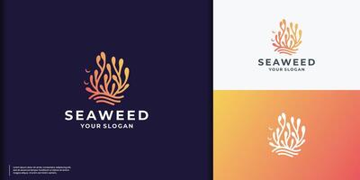 Seaweed logo template with gradient color branding. modern and simple seaweed coral inspiration. vector