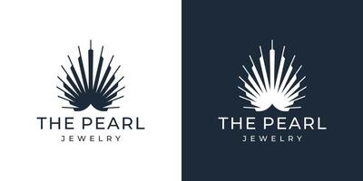 pearl shell logo template with luxury and elegant shape design. vector