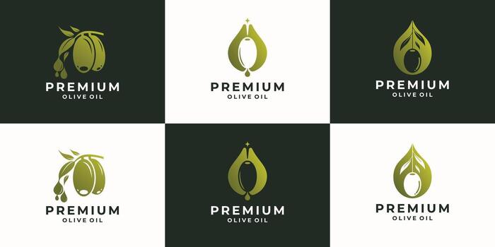 set of premium olive oil logo for modern design template. illustration vector