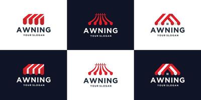 collection of logos awning design inspiration,isolated on white and dark background vector