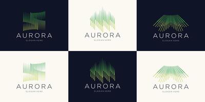 set of abstract aurora logo design inspiration. Aurora sunburst modern perfect for branding company. vector