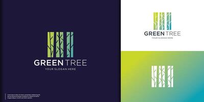 abstract stem tree logo on square concept style space. vector
