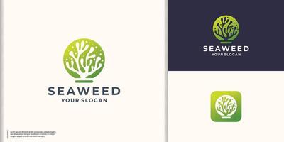 modern and minimalist Seaweed logo design inspiration with gradient green color. vector
