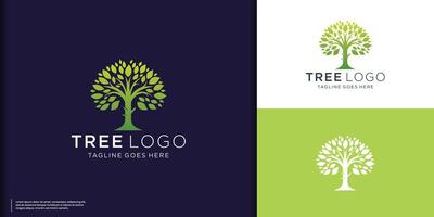 Tree icon. Nature trees illustration logo design with gradient green color. vector
