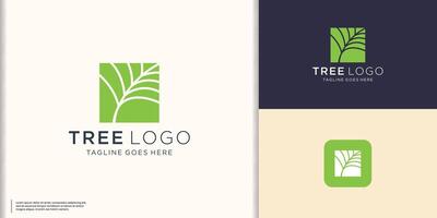logo on which an silhouette image of square a leaf of tree icon. vector