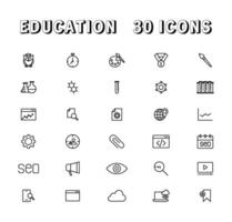 Education and Learning thin line icons set. Education, School, Learning editable stroke icons vector