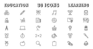 Education and Learning thin line icons set. Education, School, Learning editable stroke icons. vector