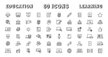 Education and Learning thin line icons set. Education, School, Learning editable stroke icons. vector