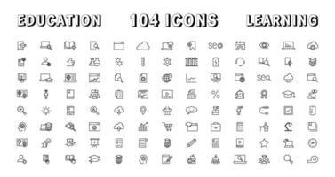 Education and Learning thin line icons set. Education, School, Learning editable stroke icons. vector