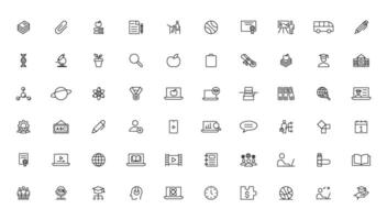 Education and Learning thin line icons set. Education, School, Learning editable stroke icons vector