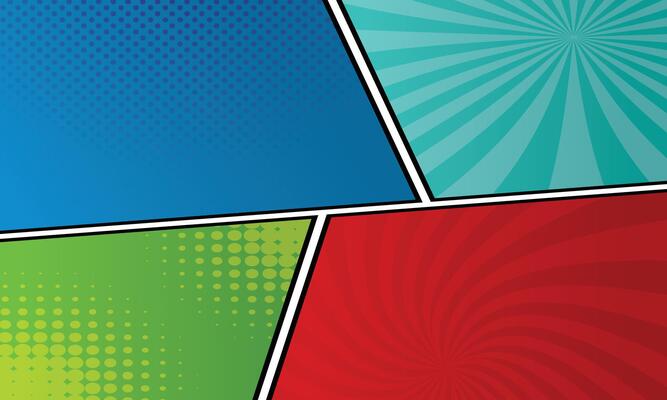 Abstract creative concept comic pop art style blank, layout template with clouds beams and isolated