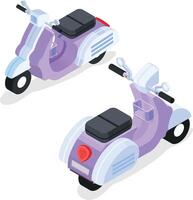 Isometric Scooter in Both Directions vector
