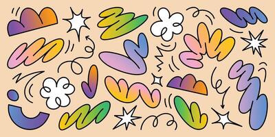 A vibrant poster featuring abstract floral shapes, colorful doodles, and groovy patterns. Perfect for retro-inspired decor and creative projects vector
