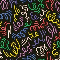Abstract doodle seamless pattern. Creative squiggle color lines. Trendy colorful background vector