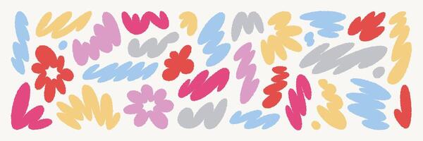 Abstract rough squiggle shapes set. Creative color doodles. Trendy colorful forms isolated on white background. vector