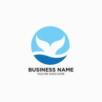 Abstract logo design in circle with whale tail concept vector