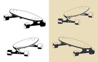 Longboard cruiser skateboard vector