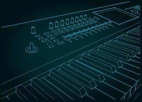 Synthesizer keyboard close-up illustration vector