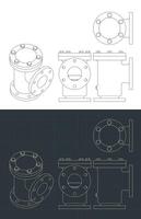 Non return valve blueprints vector