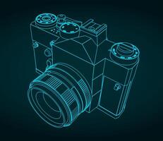 SLR camera blueprint vector