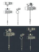 Monorail hoist blueprints vector