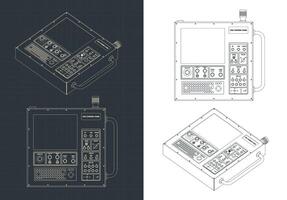 Remote control for automated plant lines blueprints vector