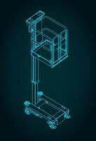 Push around mast lift isometric technical drawing vector
