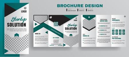 Startup Solution tri fold brochure template, Corporate uses brochure design, Creative and Professional tri fold brochure design. brochure template. vector