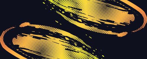 Abstract Sports Background with Orange and Green Gradient Brushstrokes and Halftone Effect. Vibrant Grunge Background vector