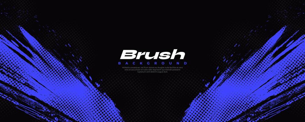 Black and Blue Grunge Brush Background with Halftone Effect. Retro Grunge Background