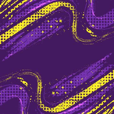 Abstract Sports Background with Purple and Yellow Brush Texture and Halftone Effect. Grunge Background for Banner or Poster Design