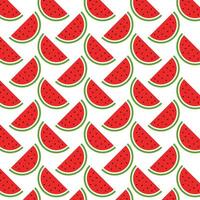 Seamless pattern with fresh watermelon slices on a white background for summer theme vector