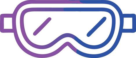 Gradient snorkel mask outlined in blue and purple, with simple design elements. vector