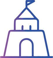 Gradient sandcastle outlined in blue and purple, featuring a simple flag. vector