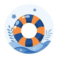 Illustration of a lifebuoy in a flat style with a white background. vector