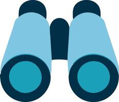 Blue binoculars in a flat design style, featuring simple shapes and minimal details. vector