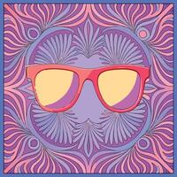 Stylish pink sunglasses, highlighted by an ornate and colorful background design vector