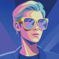 Vibrant pop art style portrait featuring a cool character with sunglasses and a colorful, modern-retro vibe. vector