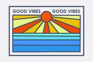 Good vibes in california beach mono line design for t-shirt, badge, sticker, etc vector