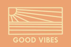 Good vibes and beach vibes mono line design for t-shirt, badge, sticker, etc vector