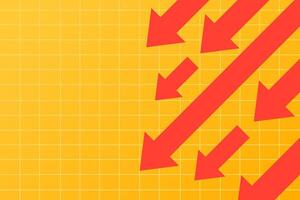 Fall down red arrow graph background vector