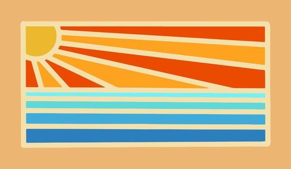 The beach in summer time mono line design for t-shirt, badge, sticker, etc vector