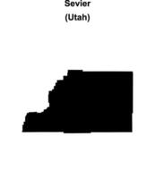 Sevier County, Utah blank outline map vector