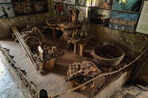 Household items identified from the remains of a particularly powerful volcanic eruption. Household items burned and destroyed due to the 2010 eruption of Mount Merapi photo