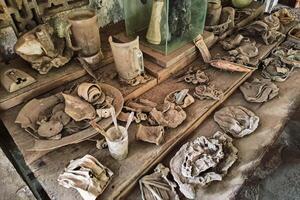 Household items identified from the remains of a particularly powerful volcanic eruption. Household items burned and destroyed due to the 2010 eruption of Mount Merapi photo