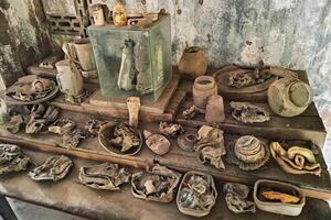 Household items identified from the remains of a particularly powerful volcanic eruption. Household items burned and destroyed due to the 2010 eruption of Mount Merapi photo