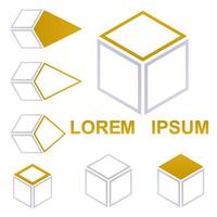 Cube logo set vector