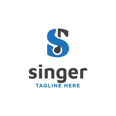 letter s singer song vocal voice note musician symbol design for entertainment music logo design